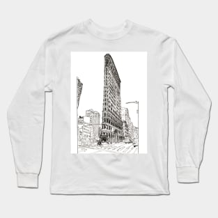 Flatiron New York Cityscape USA Pen and Ink Illustration Long Sleeve T-Shirt